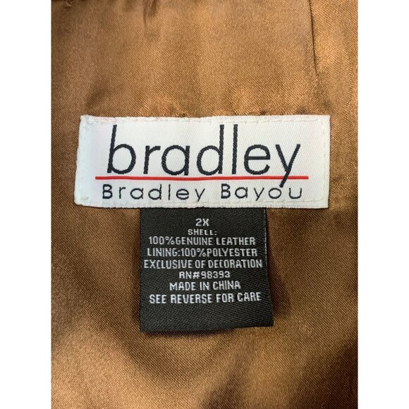 Bradley Bayou Brown Croc-Embossed Shiny Leather Blazer Jacket 2X EUC 8165 - Picture 3 of 10